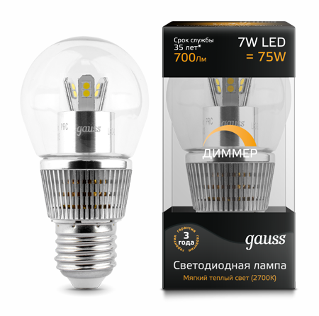 Светодиодные лампы Gauss LED Globe Special Crystal Clear 7W E27 DIM (HA105202107-D)