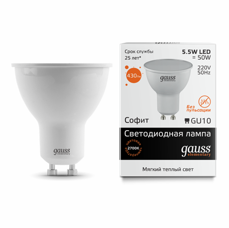 Светодиодные лампы Gauss Лампа Gauss Elementary LED MR16 5,5W GU10