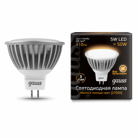 Светодиодные лампы Gauss LED MR16 5W SMD AC220-240V GU5.3 (EB101505105)