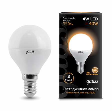 Светодиодные лампы Gauss Лампа Gauss LED Globe 4W E14