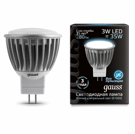 Светодиодная лампа  Gauss LED MR11 3W AC220-240V GU4.0 (EB132517103) фото