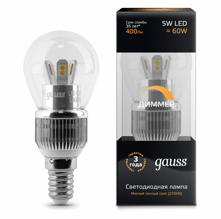 Светодиодные лампы Gauss LED Globe Special Crystal Clear 5W E14 DIM (HA105201105-D)