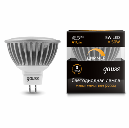 Светодиодная лампа  Gauss LED MR16 5W SMD AC220-240V GU5.3 DIM (EB101505105-D) фото