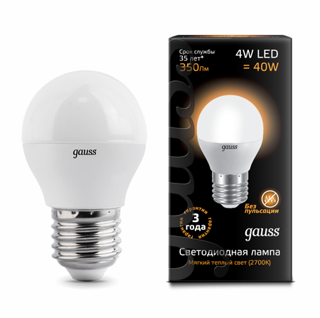 Светодиодные лампы Gauss Лампа Gauss LED Globe 4W E27