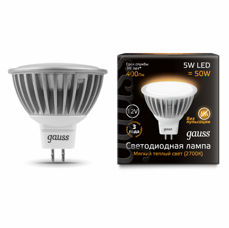 Светодиодные лампы Gauss LED MR16 5W SMD AC/DC 12V GU5.3 (EB201505105)