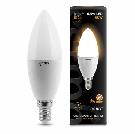 Светодиодные лампы Gauss LED Candle 6,5W E14 (103101107)