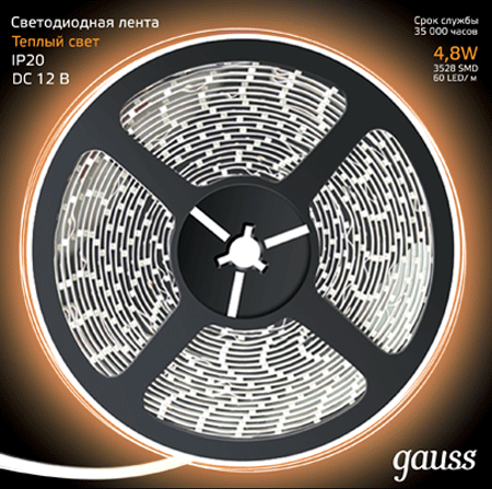 Лента светодиодная Gauss Лента LED 3528/60-SMD 4,8W